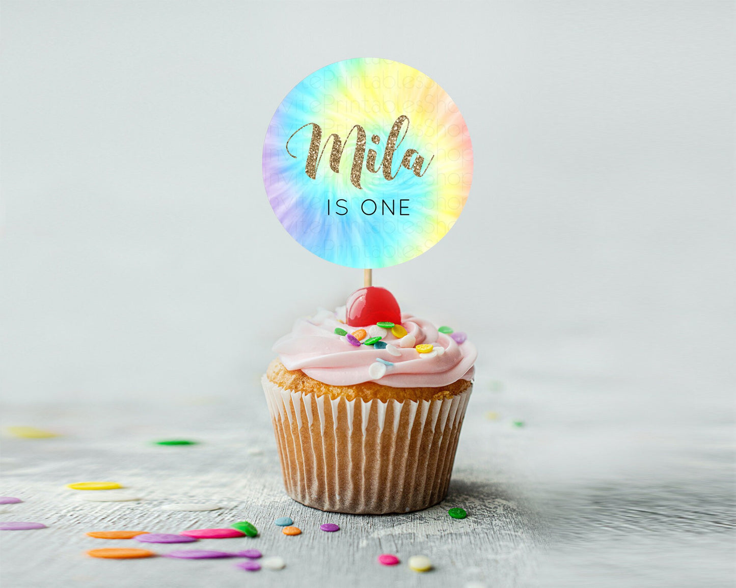 Tie Dye Cupcake Toppers Rainbow Tie Dye Cupcake Toppers Rainbow Colorful Cupcake Toppers Tie Dye Pastel Rainbow Party Cupcake Decor D10580