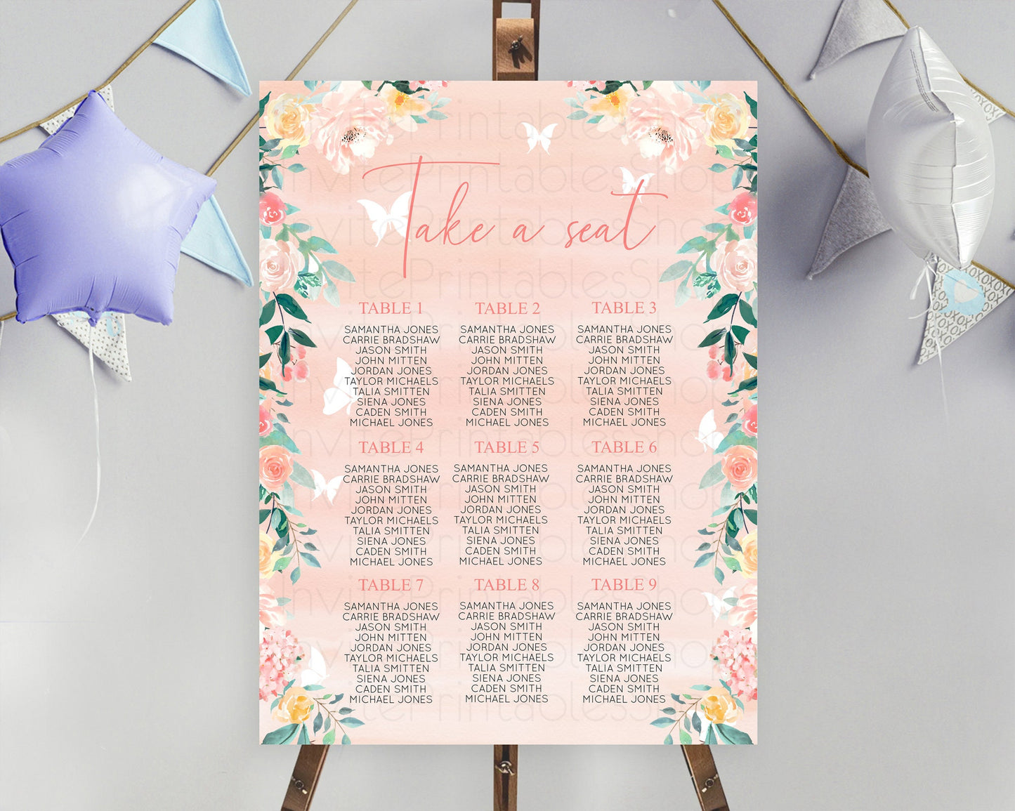 Secret Garden Seating Chart Wildflower Seating Chart Pastel Flowers Seating Chart Enchanted Garden Boho Floral Take A Seat Décor D10245