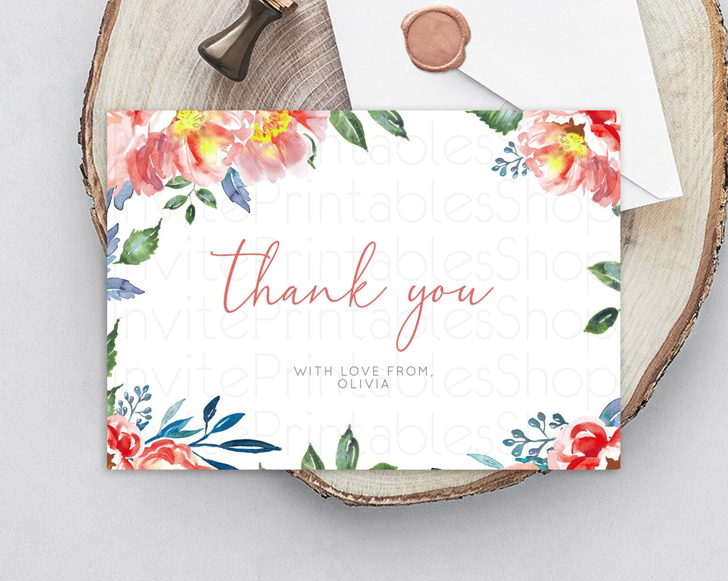 Editable Secret Garden Thank You Wildflower Thank You Card Pastel Flower Gar