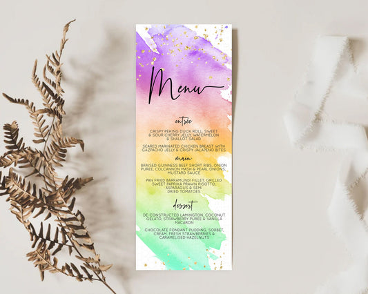 Editable Pastel Menu Pastel Rainbow Menu Template Colorful Pastel Table Deco