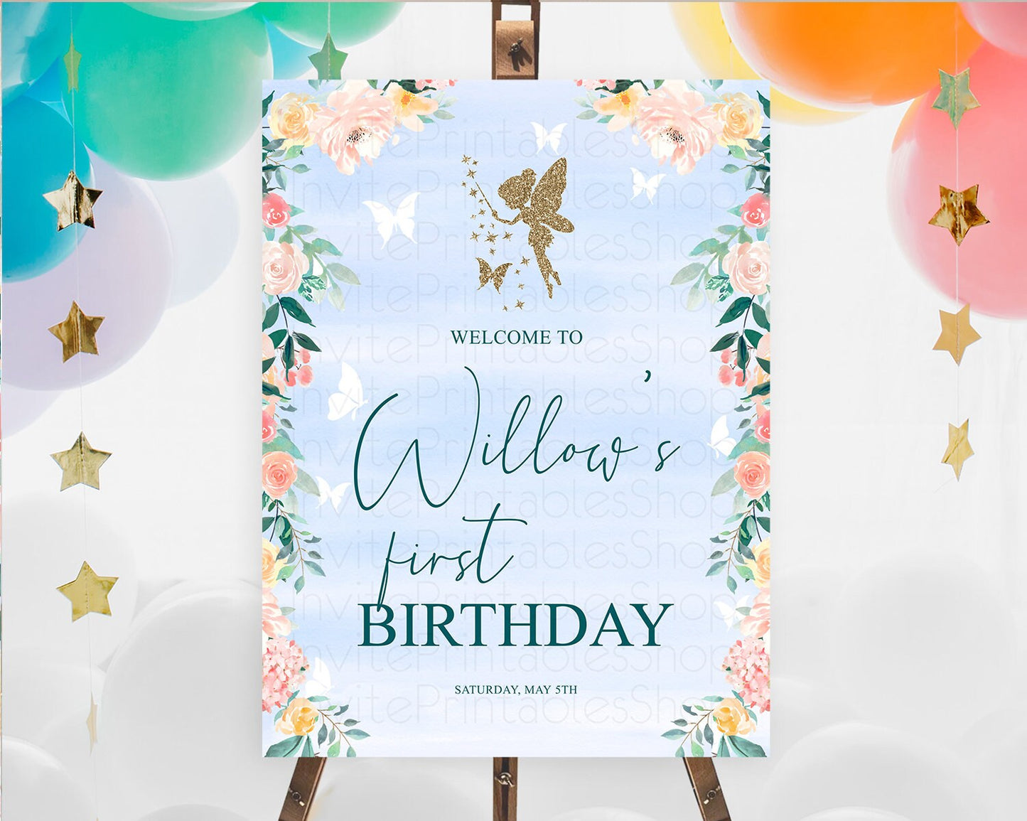 Editable Fairy Welcome Sign Fairy Welcome Board Enchanted Garden Pastel Flor