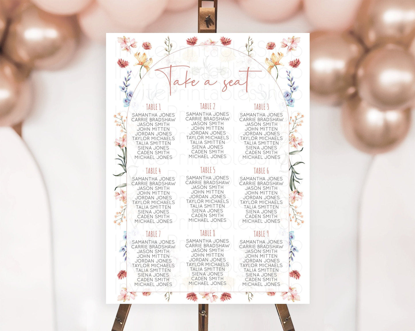 Secret Garden Seating Chart Wildflower Seating Chart Pastel Flowers Seating Chart Enchanted Garden Boho Floral Take A Seat Decor D10682