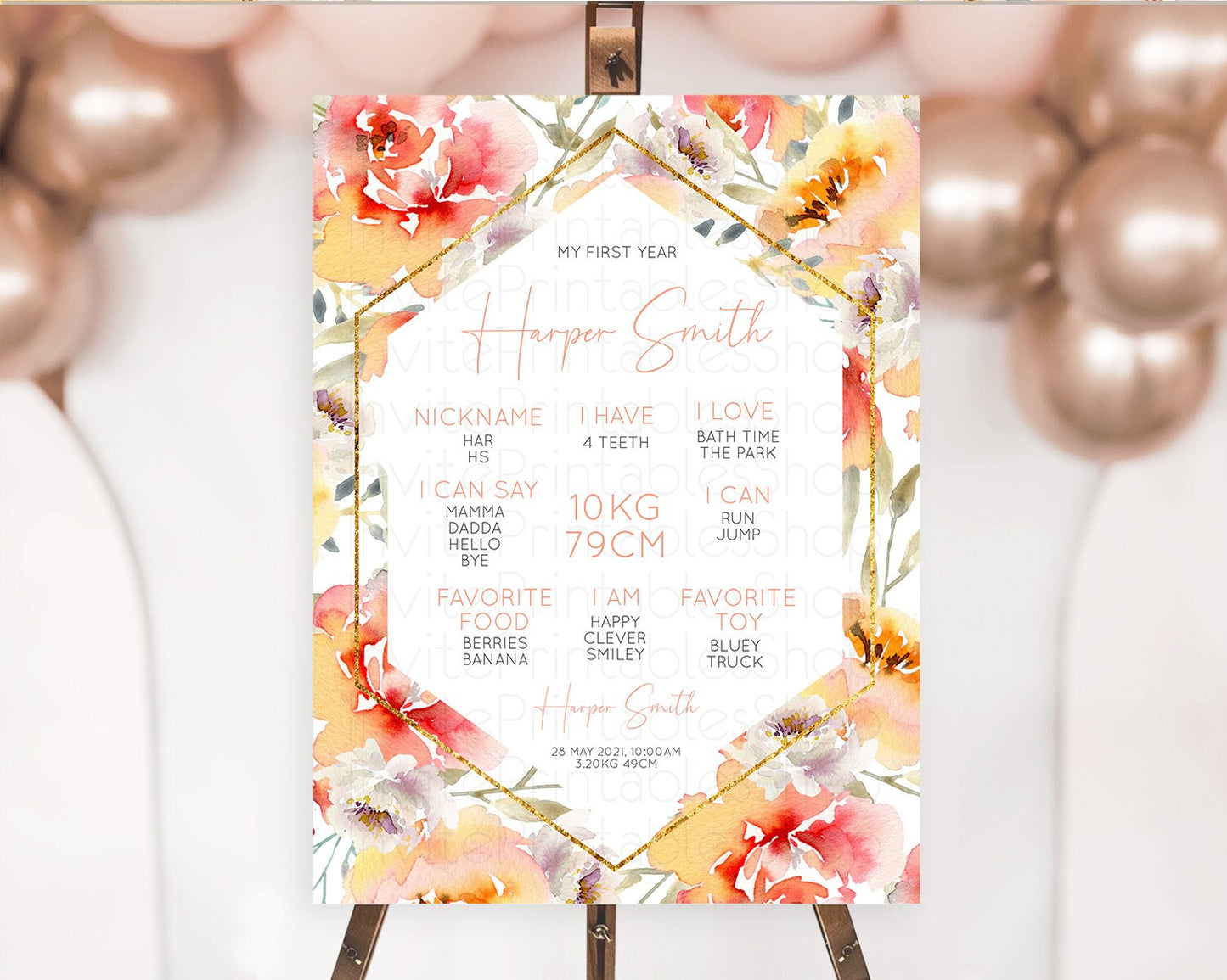 Secret Garden Milestone Board Wildflower First Birthday Milestone Poster Pastel Flowers Milestone Boho Wildflower 1st Birthday Sign D10791