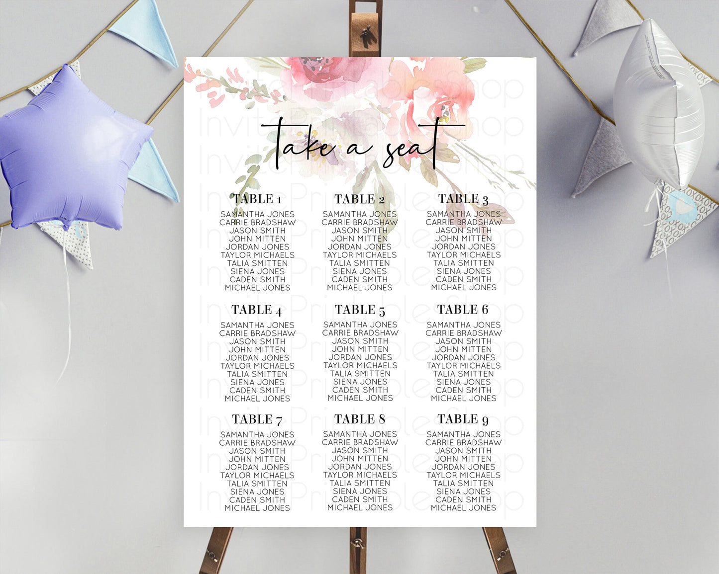 Secret Garden Seating Chart Wildflower Seating Chart Pastel Flowers Seating Chart Enchanted Garden Boho Floral Take A Seat Décor D10243