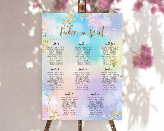 Editable Rainbow Seating Chart Pastel Seating Chart Colorful Pastel Watercol