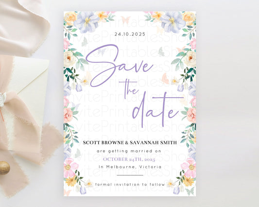 Wildflower Save The Date Template Secret Garden Save The Date Pastel Floral Garden Party Boho Flowers Birthday Baby Shower Wedding D10472