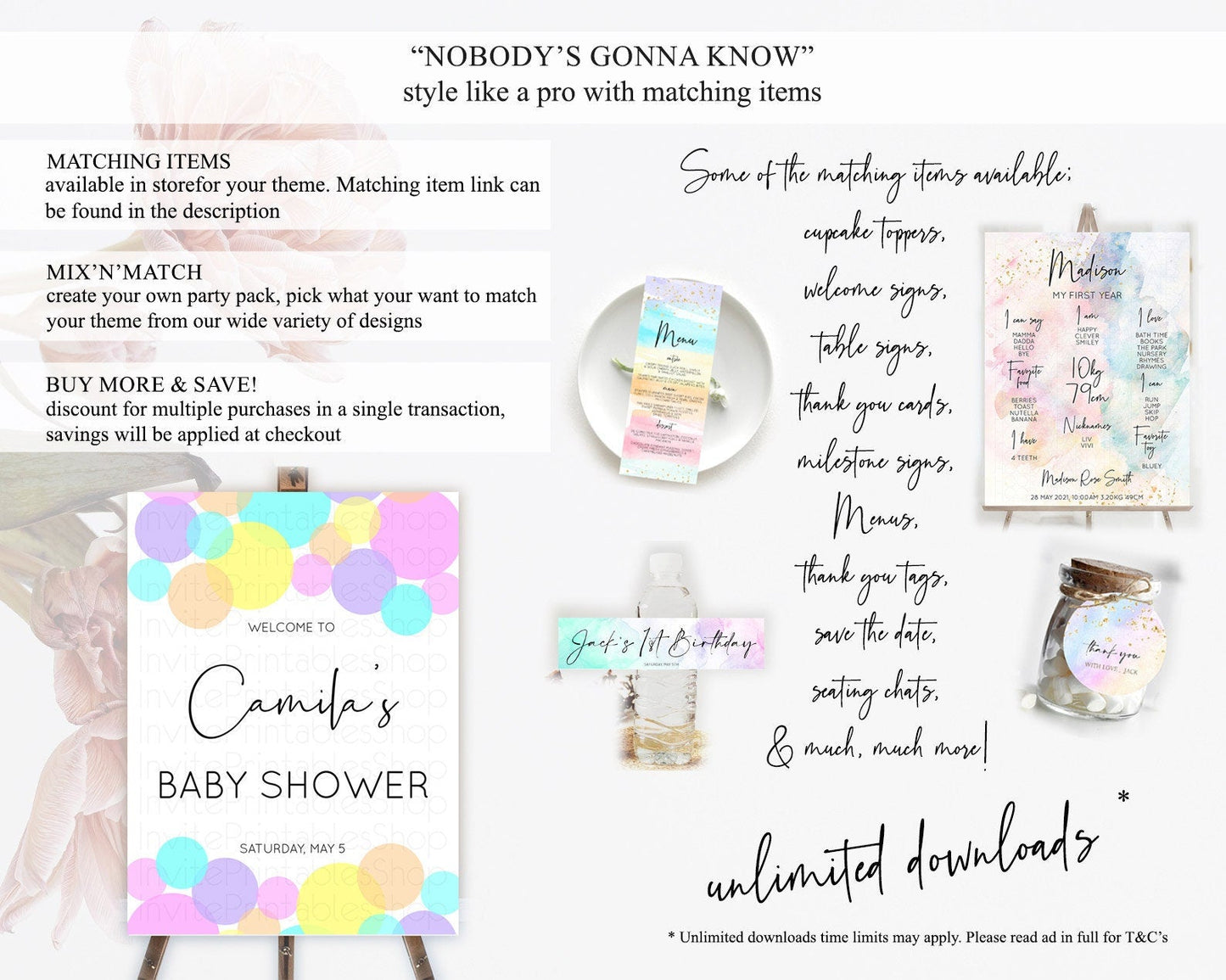 Rainbow Baby Shower Welcome Sign Pastel Welcome Board Pastel Rainbow Confetti Welcome Sign Colorful Bubbles Pastel Welcome Sign D10406