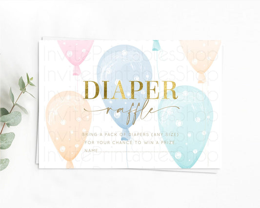 Editable Pastel Balloons Diaper Raffle Card Colorful Balloon Diaper Raffle I