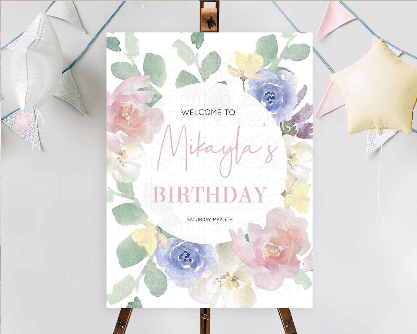 Secret Garden Welcome Sign Wildflower Welcome Board Pastel Flower Garden Welcome Poster Boho Wildflower First Birthday Welcome Sign D10860