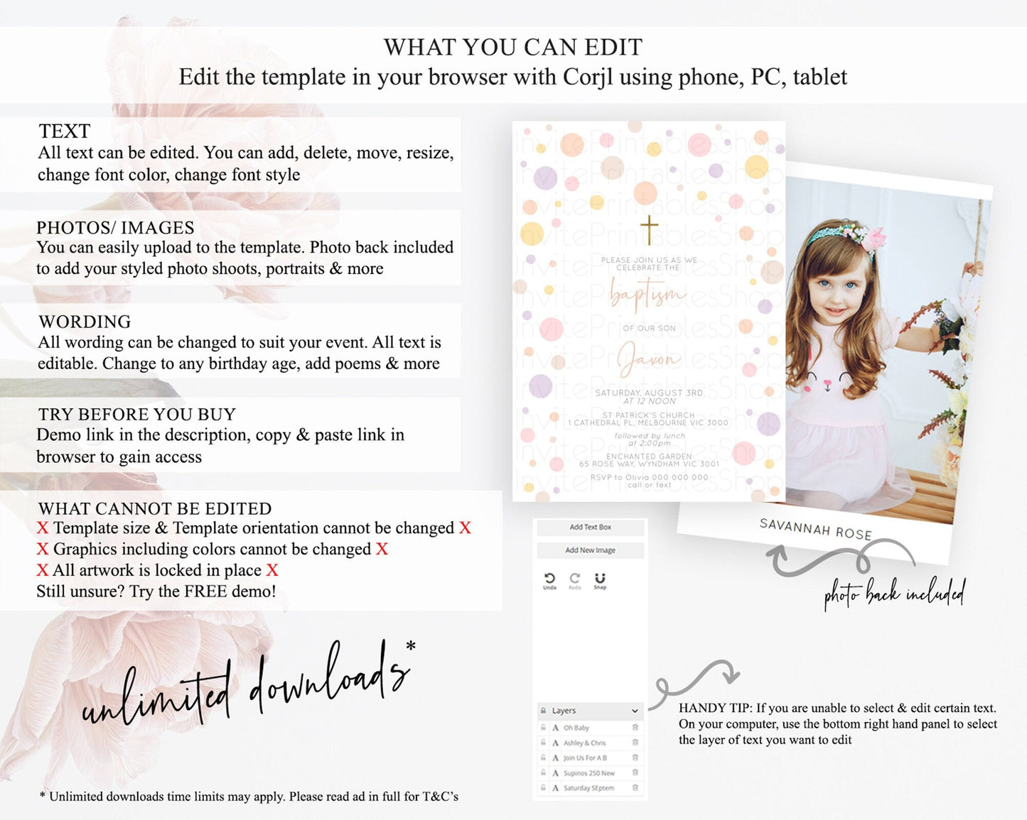 Pastel Baptism Invitation Pastel Confetti Baptism 1st Birthday Invitation Colorful Rainbow Confetti Bubbles Christening Invitation D10759