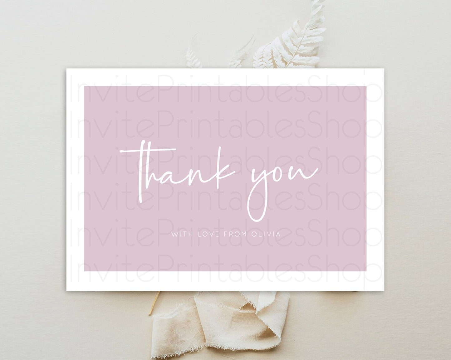 Pink Thank You Pastel Pink Thank You Card Pink Birthday Thank You Card Modern Pink Cards Simple Pink Teacher Thank You Card Template D10940