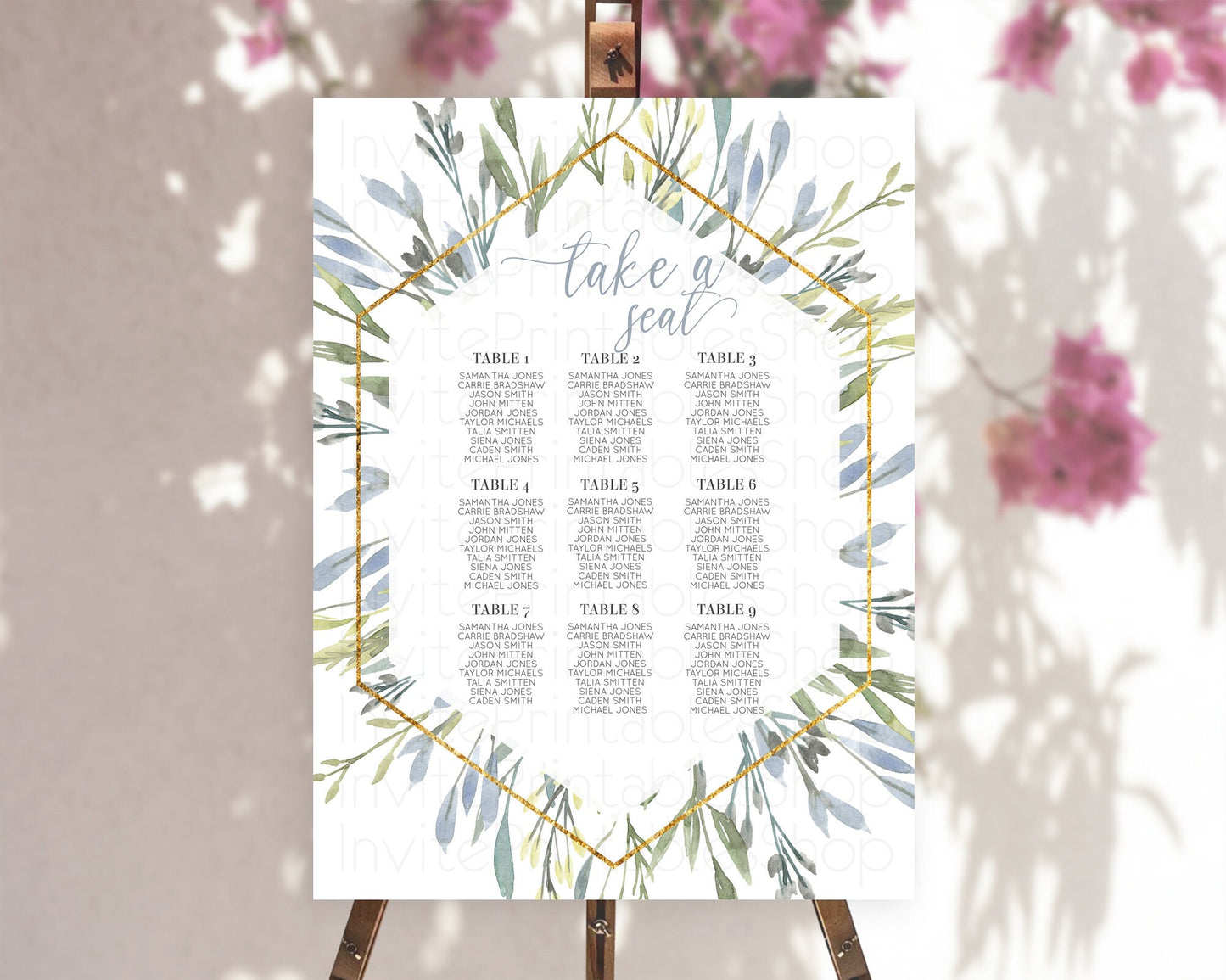 Green Leaf Seating Chart Leave Seating Chart Simple Greenery Seating Sign Eucalyptus Fern Spray Leaves Minimal Leaf Watercolour D10532