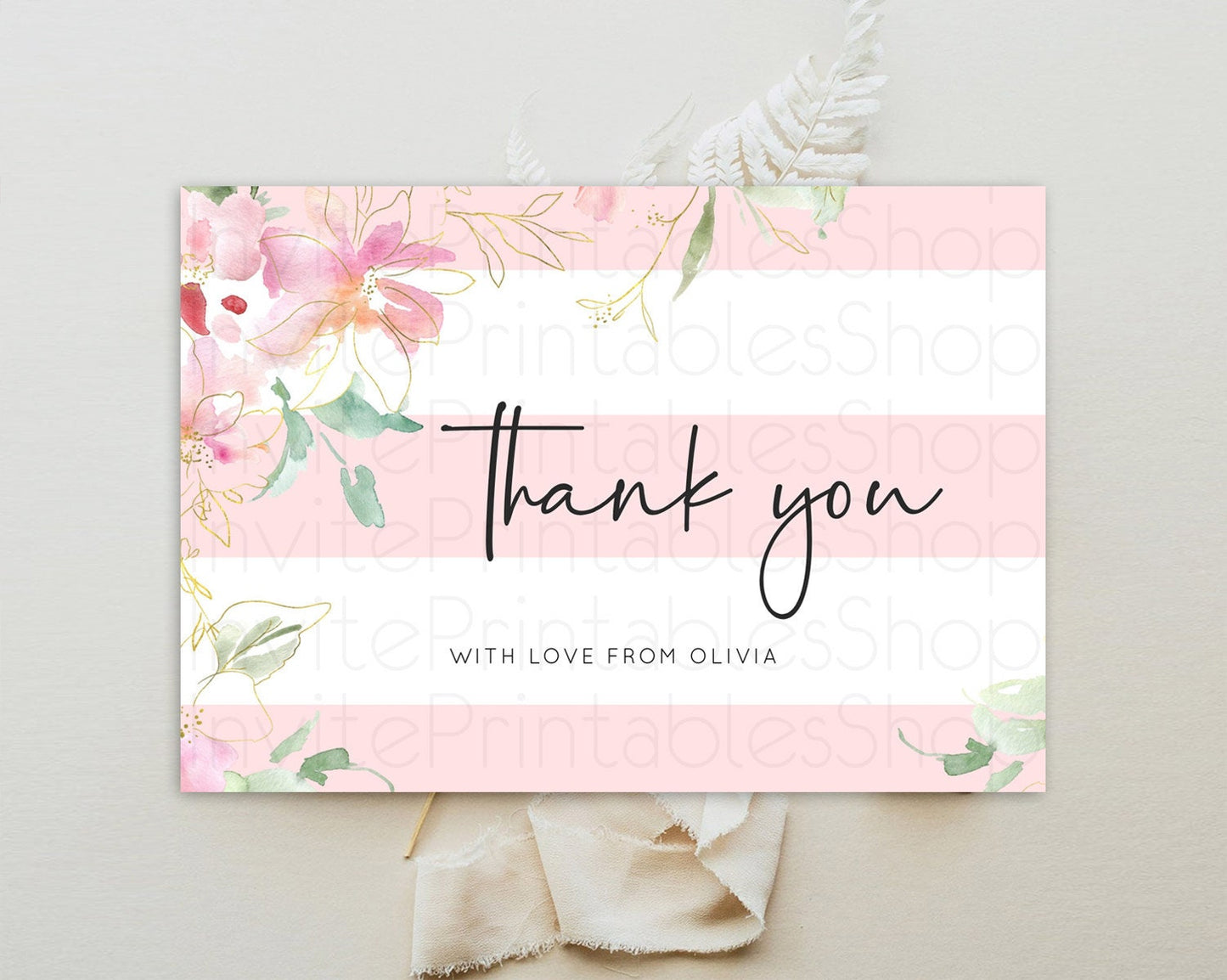 Secret Garden Thank You Wildflower Thank You Card Pastel Flower Garden Birthday Thank You Card Boho Floral Teacher Thank You Card D10300