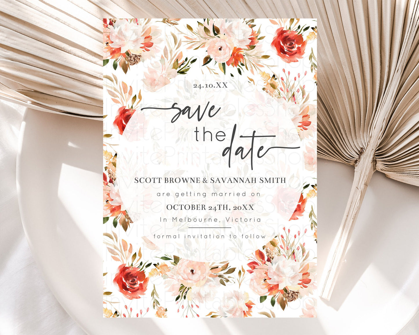 Wildflower Save The Date Template Secret Garden Save The Date Pastel Floral Garden Party Boho Flowers Birthday Baby Shower Wedding D10540