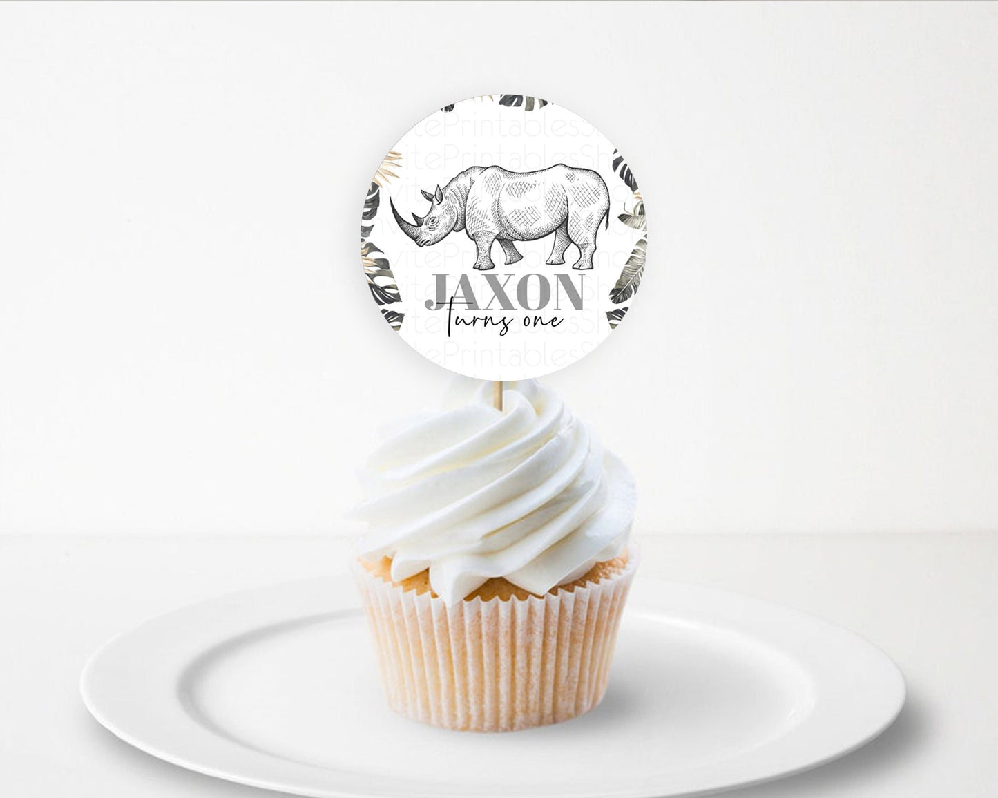 Rhino Cupcake Toppers Rhino Cupcake Rhino Take A Cupcake Toppers Rhino Safari Adventure Decor Zoo Party Rhino Palm Leaf Décor D10826