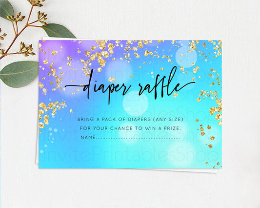 Editable Mermaid Diaper Raffle Card Pastel Mermaid Diaper Raffle Insert Rain