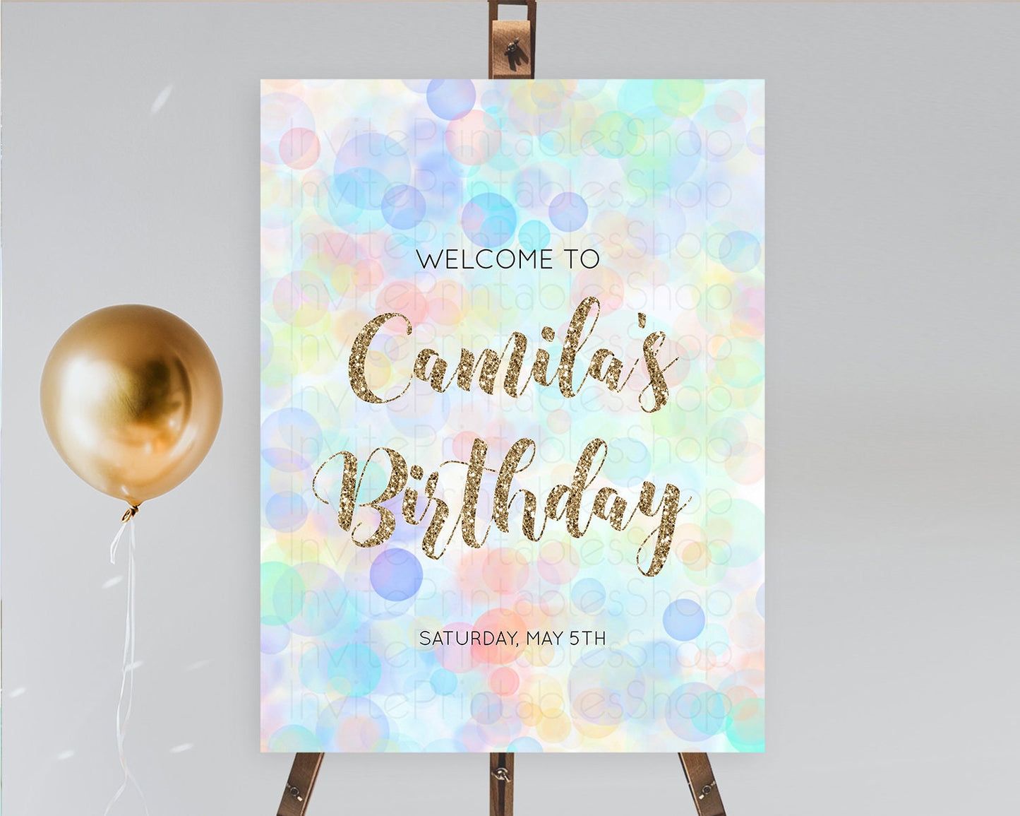 Pastel Welcome Sign Bubble Bath Birthday Party Rainbow Welcome Board Pastel Bubbles Colorful Confetti First Birthday Welcome Sign D10447