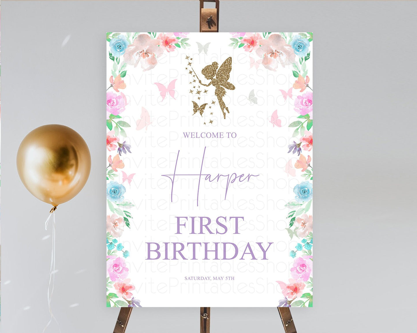 Fairy Welcome Sign Fairy Welcome Board Enchanted Garden Pastel Floral Butterfly Décor Secret Garden First Birthday Welcome Sign D10126