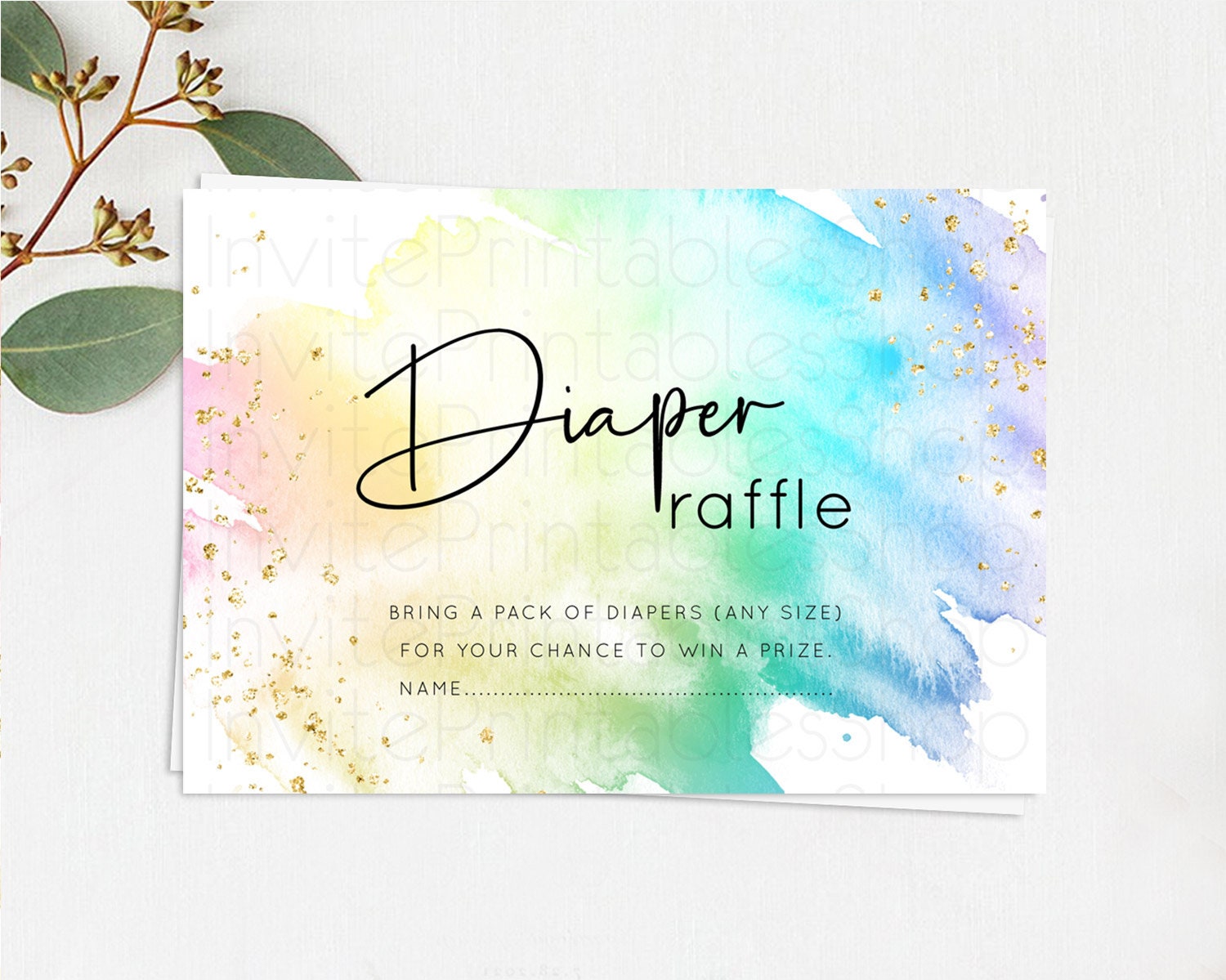 Editable Pastel Diaper Raffle Card Pastel Rainbow Diaper Raffle Insert Color