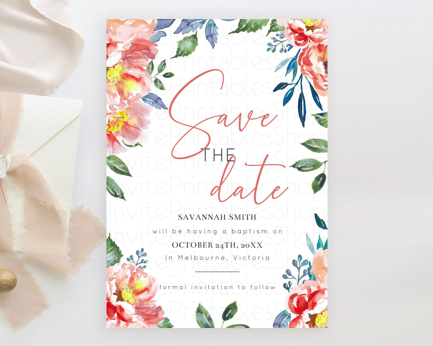 Wildflower Save The Date Template Secret Garden Save The Date Pastel Floral Garden Party Boho Flowers Birthday Baby Shower Wedding D10751