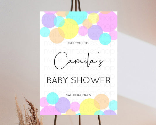 Editable Rainbow Baby Shower Welcome Sign Pastel Welcome Board Pastel Rainbo