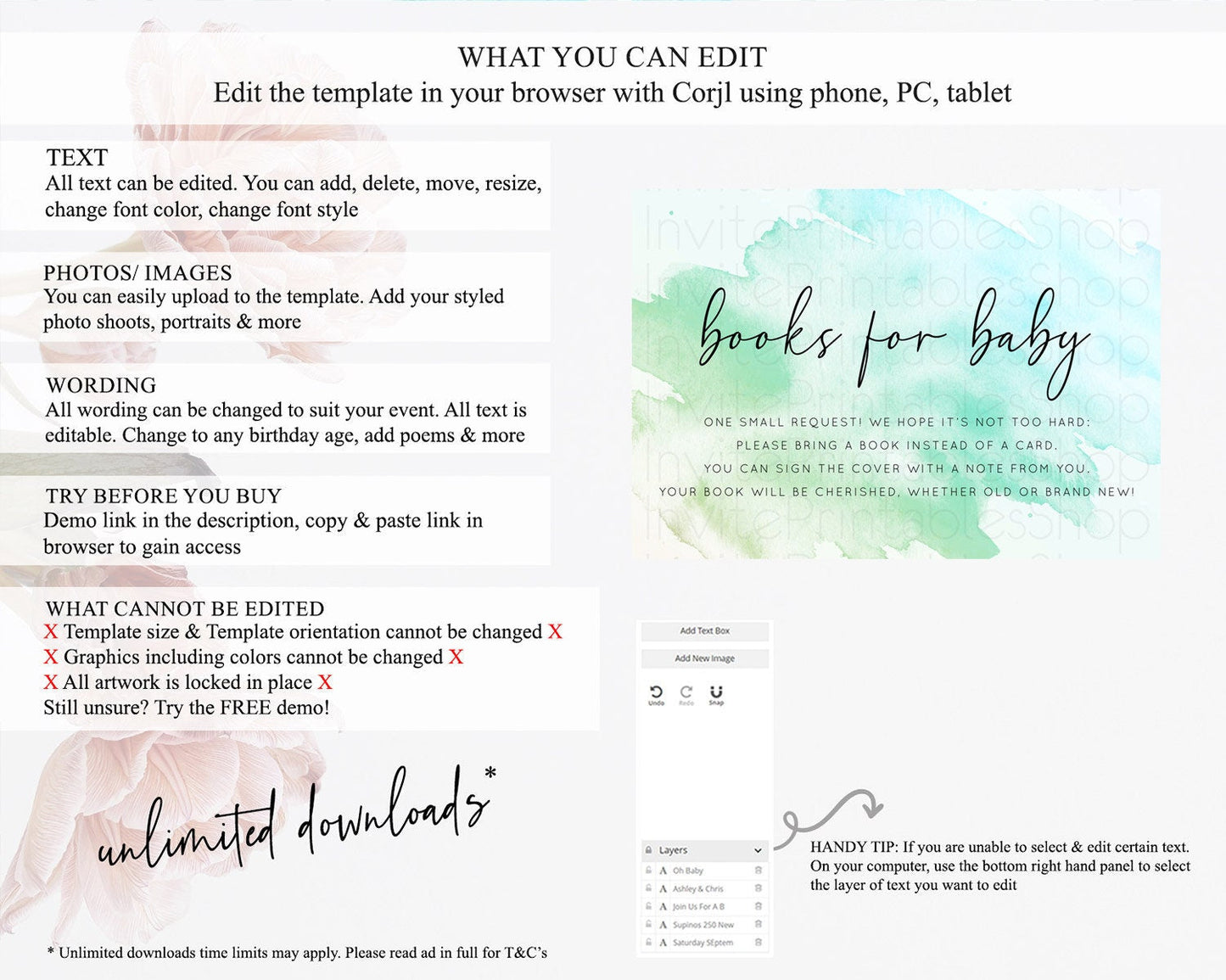 Green Books For Baby Card Green Watercolor Book Insert Pastel Green Baby Shower Book Card Splash Green Book Poem Request For Guests D10166
