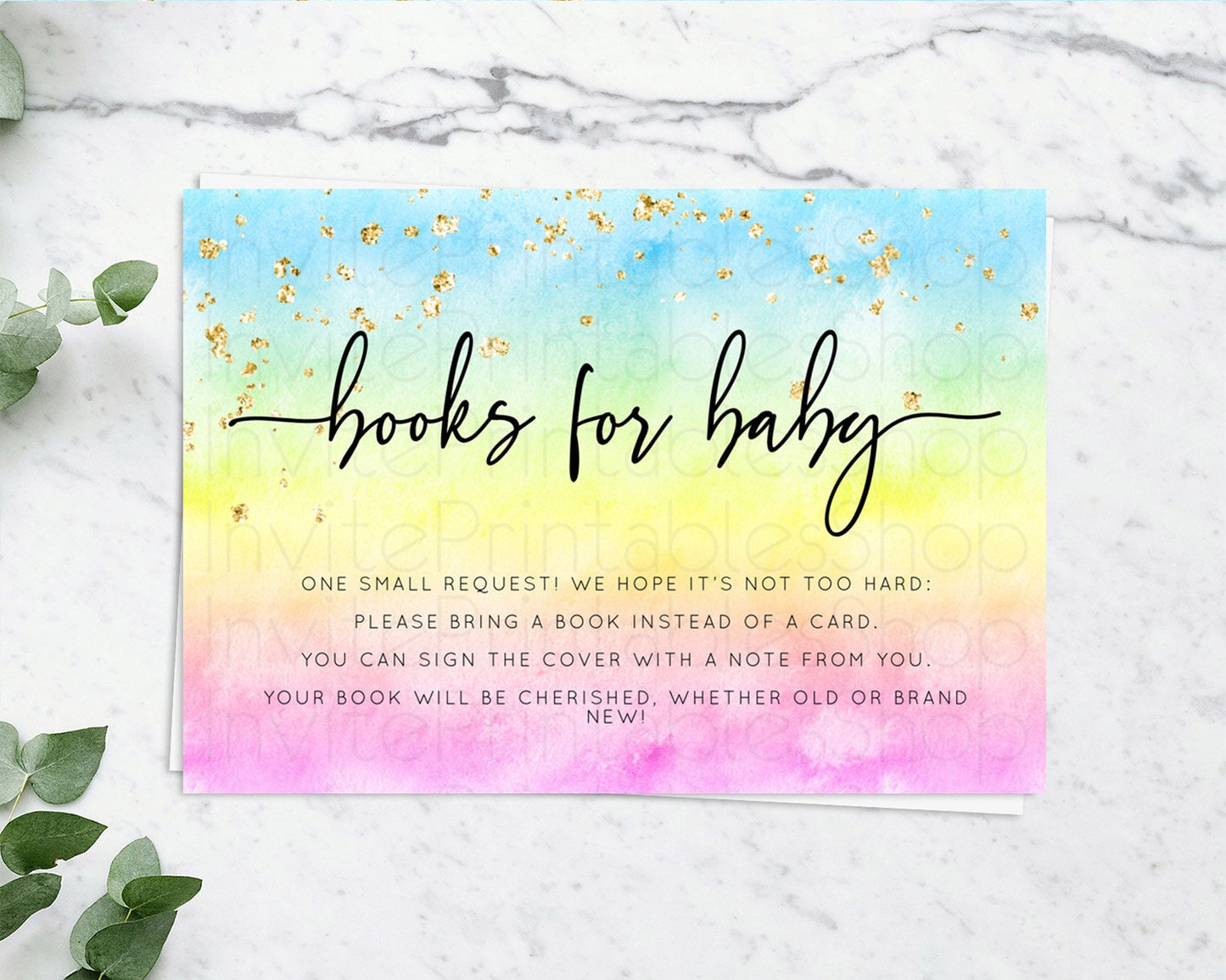 Pastel Books For Baby Card Pastel Rainbow Book Insert Colorful Ombre Watercolor Book Card Confetti Glitter Baby Book Poem Request D10480