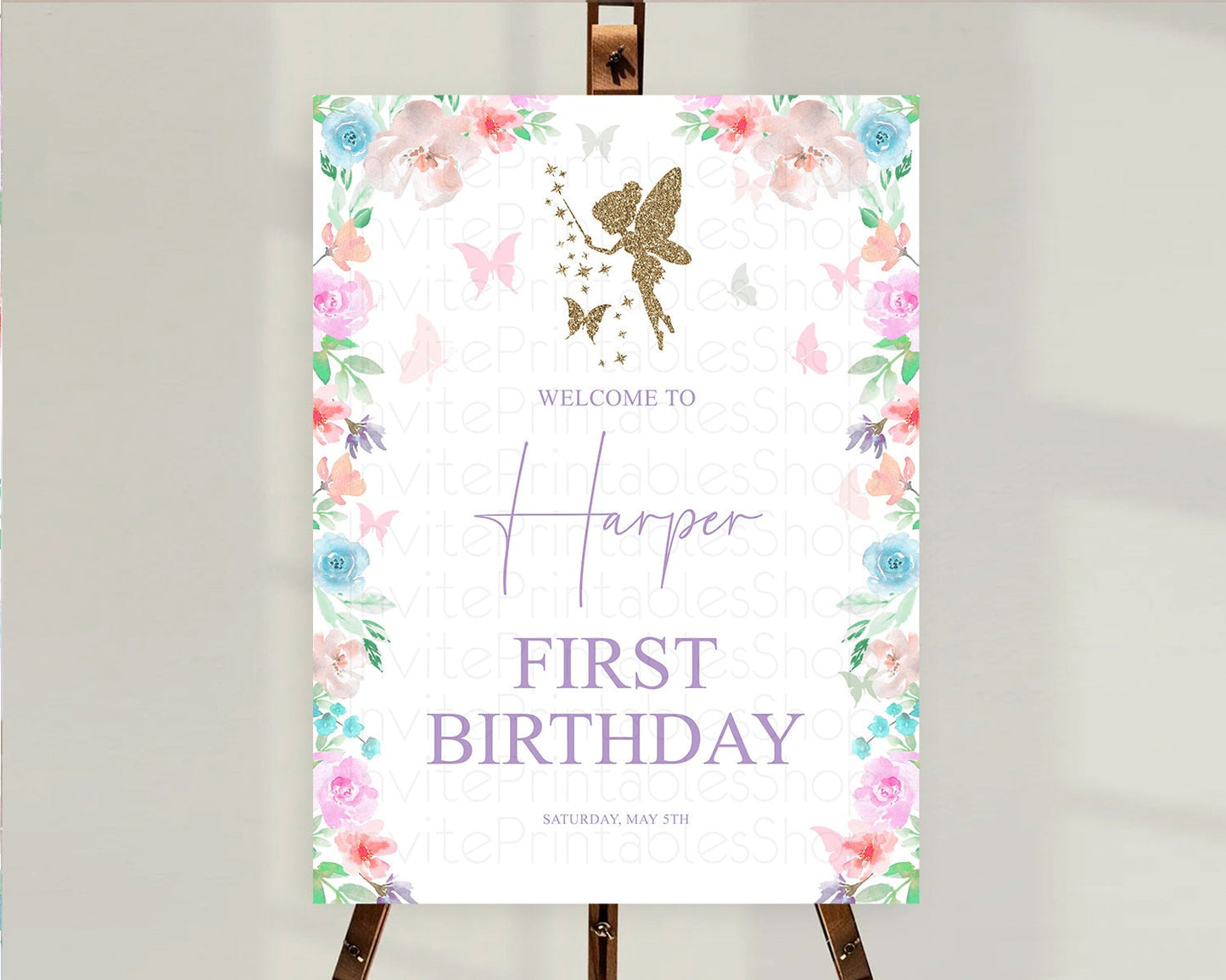 Fairy Welcome Sign Fairy Welcome Board Enchanted Garden Pastel Floral Butterfly Décor Secret Garden First Birthday Welcome Sign D10126