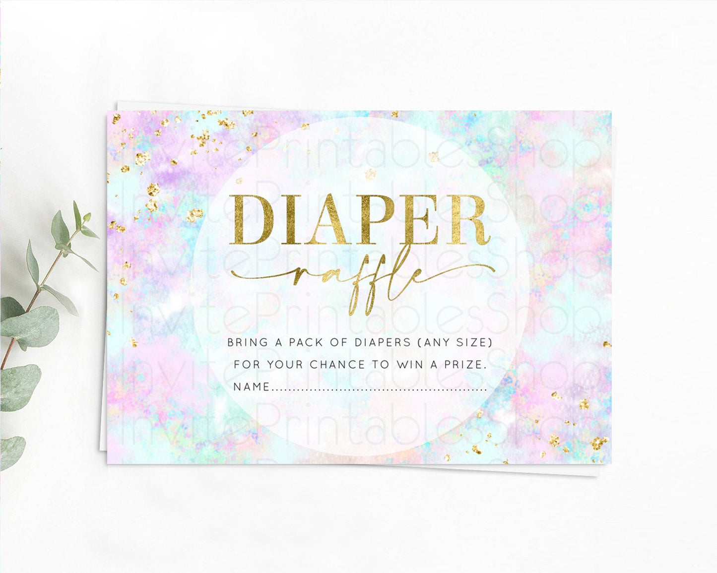 Pastel Diaper Raffle Card Pastel Rainbow Diaper Raffle Insert Colorful Ombre Watercolor Diaper Ticket Confetti Glitter Raffle Game D10652