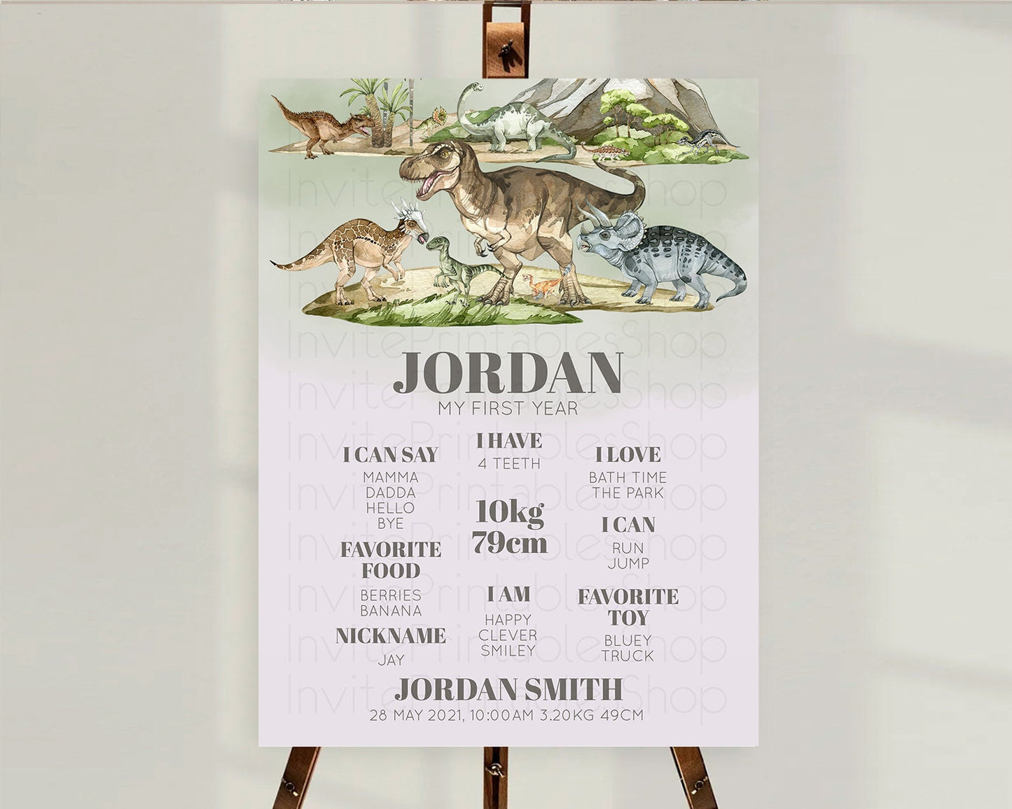 Editable Dinosaur First Birthday Milestone Board Dinosaur Volcano Milestone