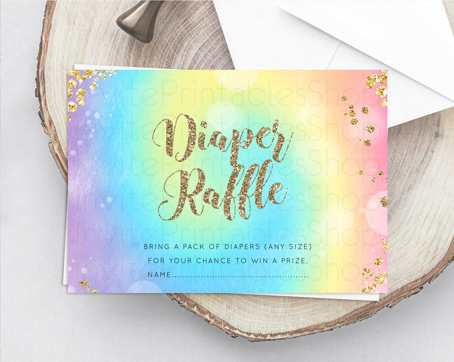 Tie Dye Diaper Raffle Card Rainbow Tie Dye Diaper Raffle Insert Pastel Rainbow Watercolor Diaper Ticket Tie Dye Colors Raffle Game D10568