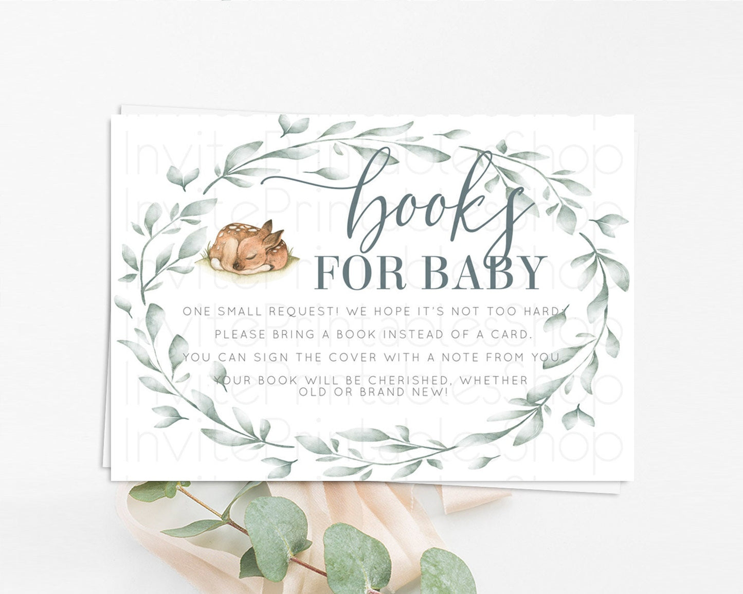 Editable Fawn Books For Baby Card Deer Book Insert Floral Deer Book Card Enc