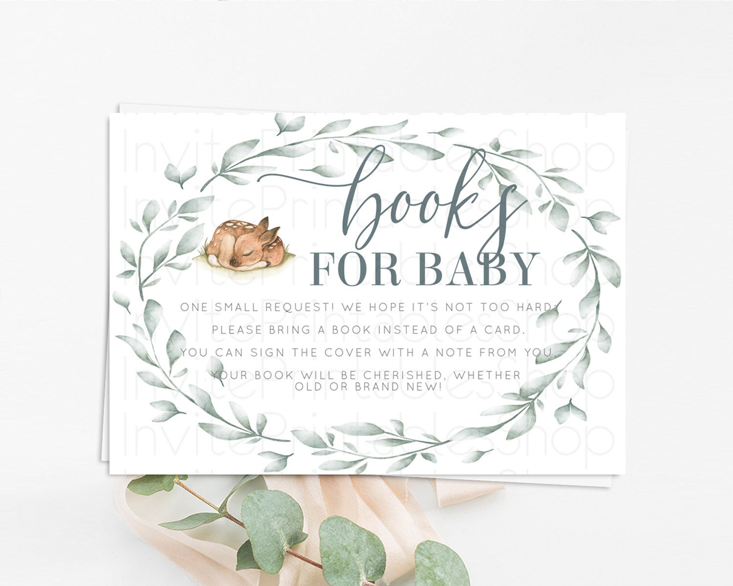 Editable Fawn Books For Baby Card Deer Book Insert Floral Deer Book Card Enc