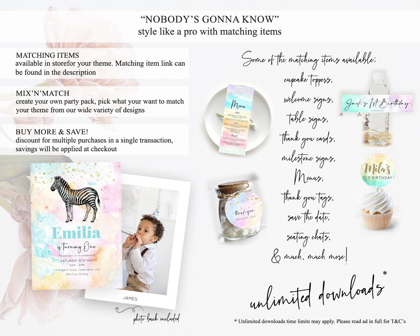 Pastel Zebra Birthday Invitation Pastel Zebra Invite Rainbow Zebra Invitation Colorful Watercolor Invite Safari Zoo Glitter Invite D10281