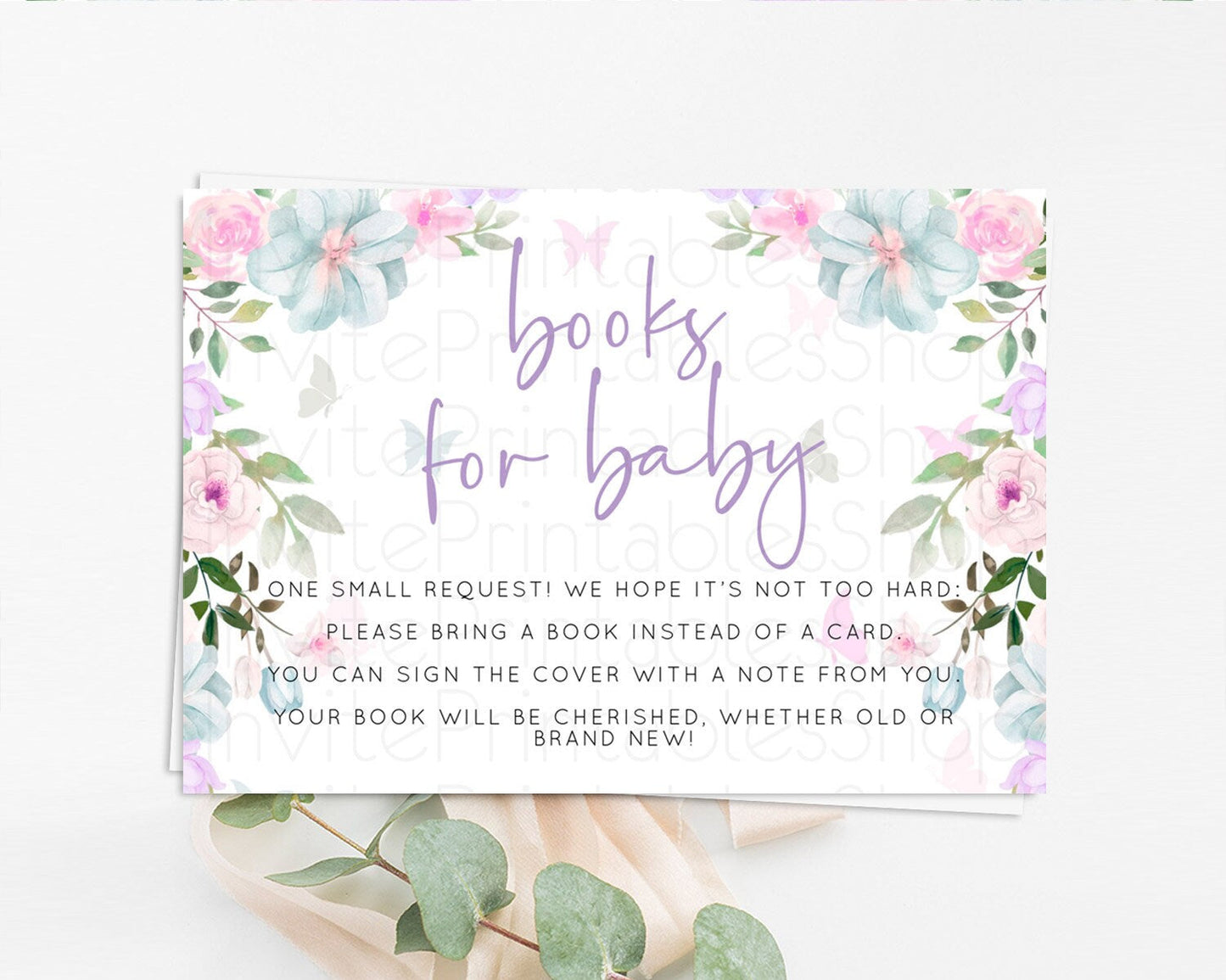 Secret Garden Books For Baby Card Boho Wildflower Book Insert Pastel Flower Garden Baby Shower Card Flower Guests Book Poem Request D10494