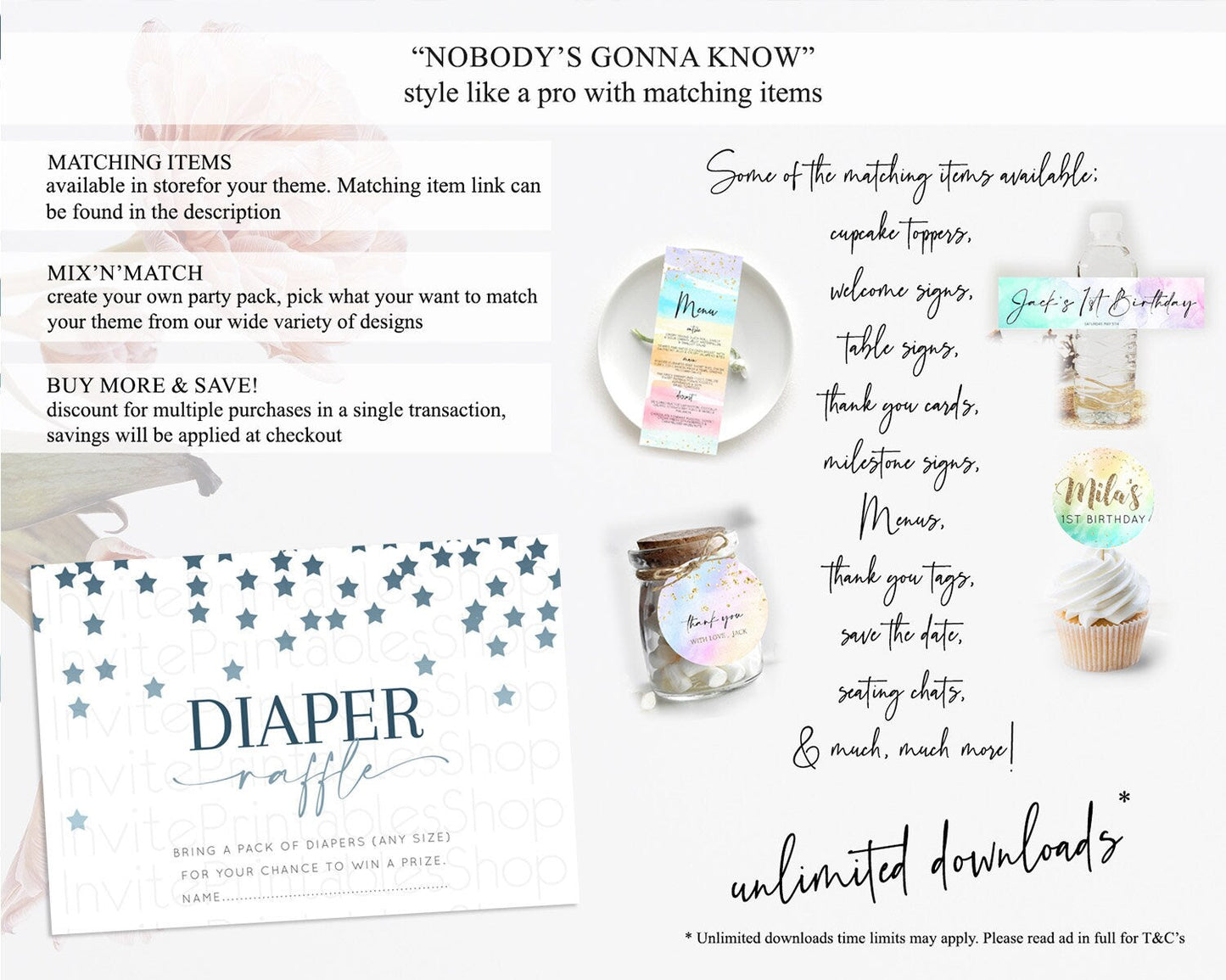 Pastel Star Diaper Raffle Card Shooting Star Diaper Raffle Insert Twinkle Little Star Diaper Ticket Rainbow Confetti Raffle Game D10308