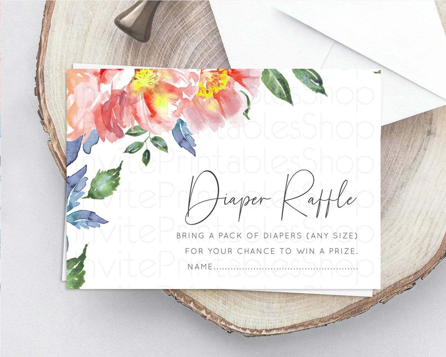 Secret Garden Diaper Raffle Card Boho Wildflower Diaper Raffle Insert Pastel Flower Garden Baby Shower Card Flower Raffle Game D10751