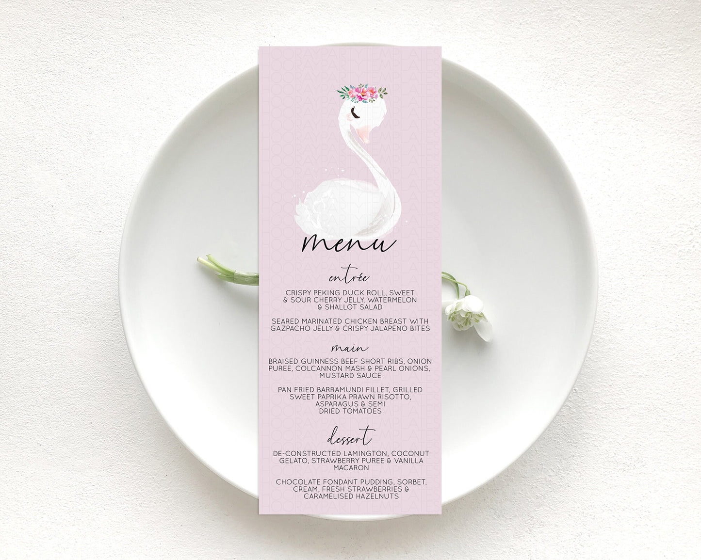 Editable Swan Menu Swan Princess Ballet Menu Template Enchanted Swan Lake Ta
