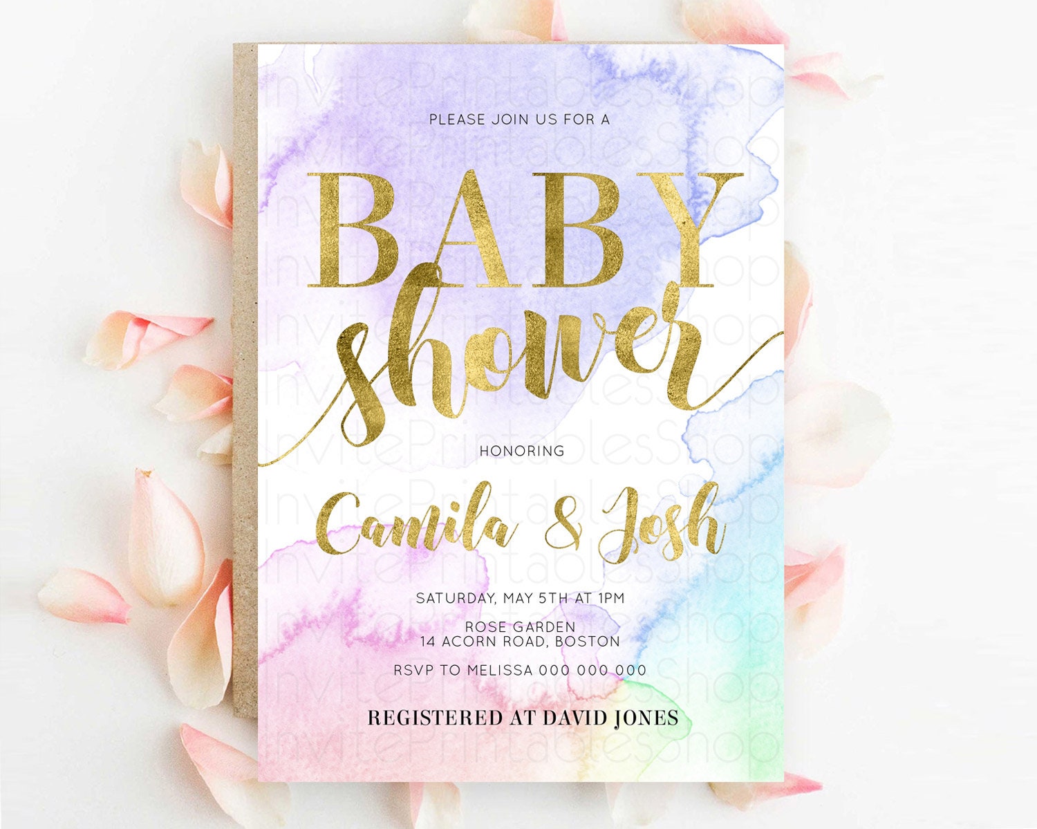 Editable Pastel Baby Shower Invitation Rainbow Baby Shower Invitation Colorf