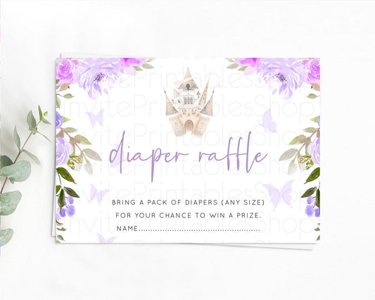 Princess Diaper Raffle Card Castle Diaper Ticket Insert Secret Garden Enchanted Castle Pastel Floral Garden Baby Shower Poem Request D10339