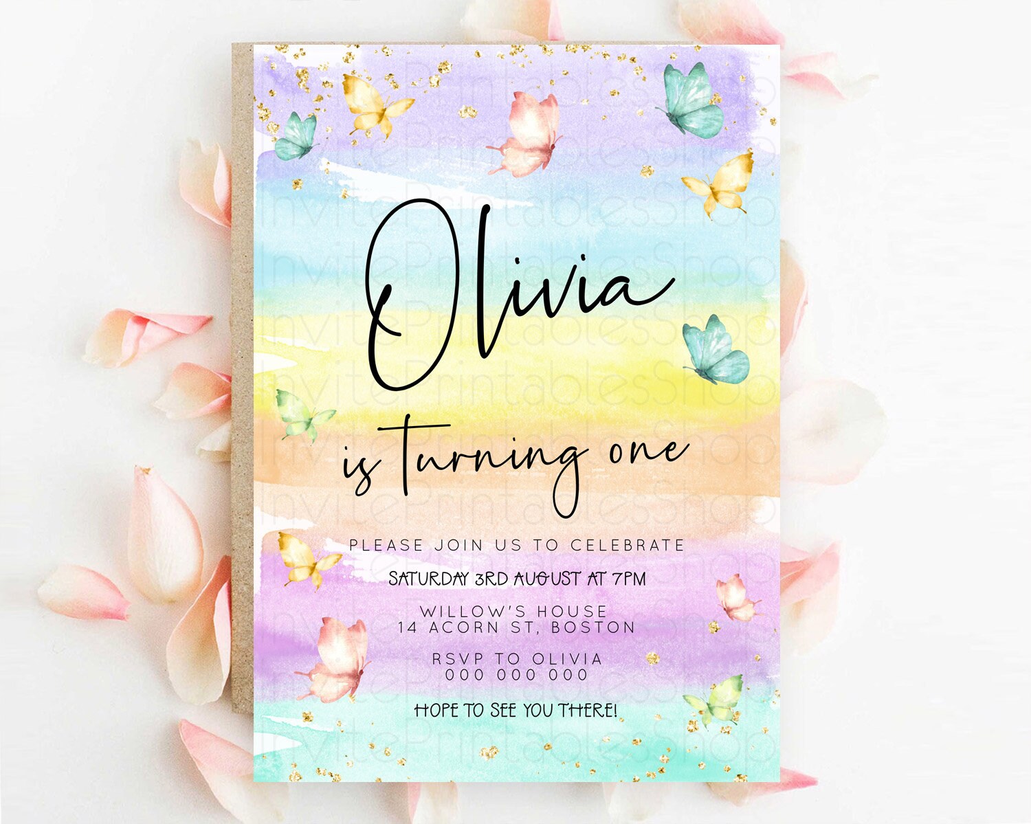Editable Pastel Butterfly Birthday Invitation Butterfly Birthday Invitation