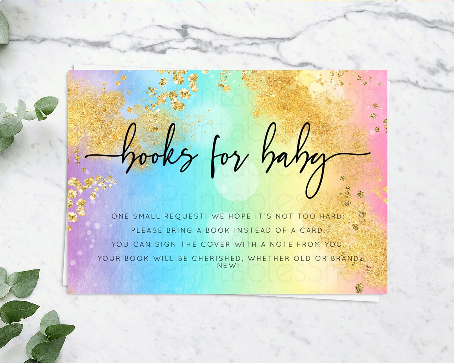 Pastel Books For Baby Card Pastel Rainbow Book Insert Colorful Ombre Watercolor Book Card Confetti Glitter Baby Book Poem Request D10559