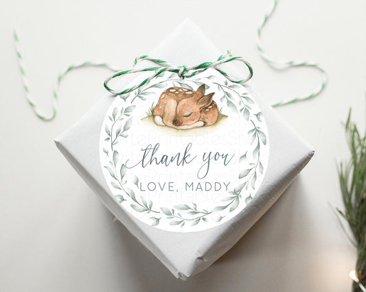 Editable Fawn Thank You Tags Deer Thank You Gift Tags Pastel Floral Deer Fav