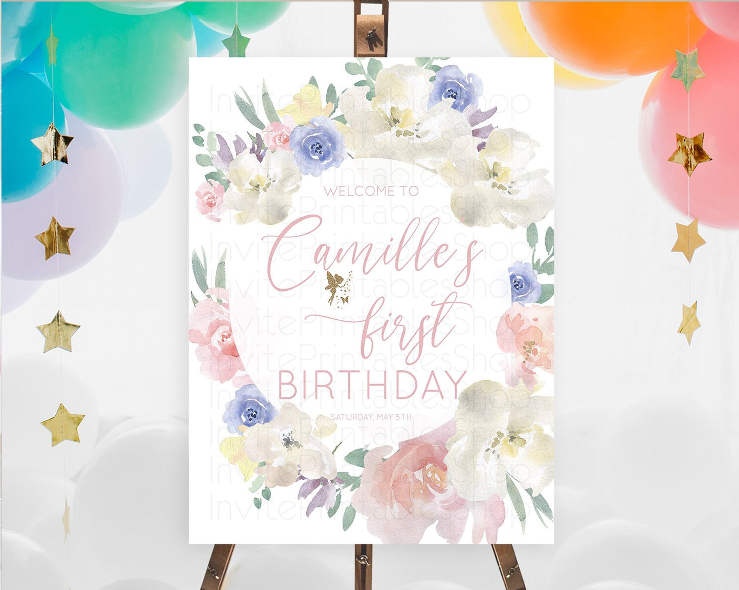 Fairy Welcome Sign Fairy Welcome Board Enchanted Garden Pastel Floral Butterfly Decor Secret Garden First Birthday Welcome Sign D10852