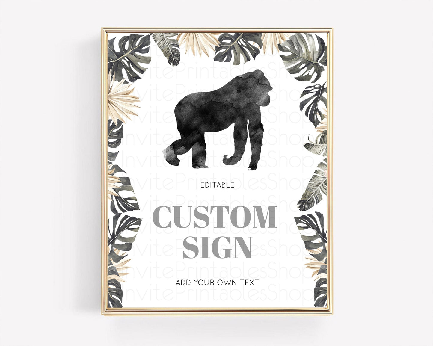 Gorilla Table Sign Decor Gorilla Party Sign Template Safari Adventure Gorilla Minimal Theme 1st Birthday Baptism Baby Shower D10804