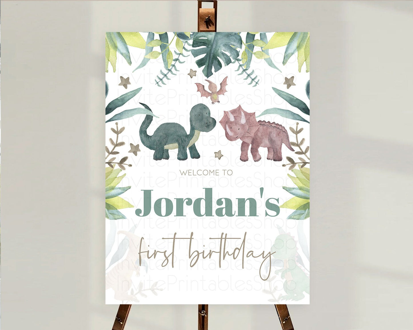 Dinosaur Welcome Sign Dinosaur Volcano Welcome Poster Dino Watercolor Volcano T-Rex Raptor Jurassic First Birthday Welcome Sign D10597