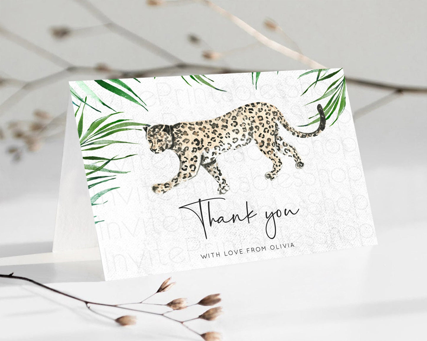 Editable Cheetah Thank You Cheetah Thank You Card Cheetah Party Birthday Tha
