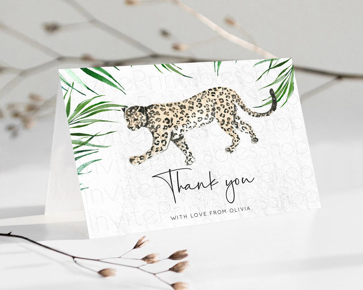 Editable Cheetah Thank You Cheetah Thank You Card Cheetah Party Birthday Tha