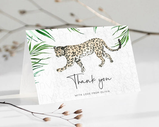 Editable Cheetah Thank You Cheetah Thank You Card Cheetah Party Birthday Tha