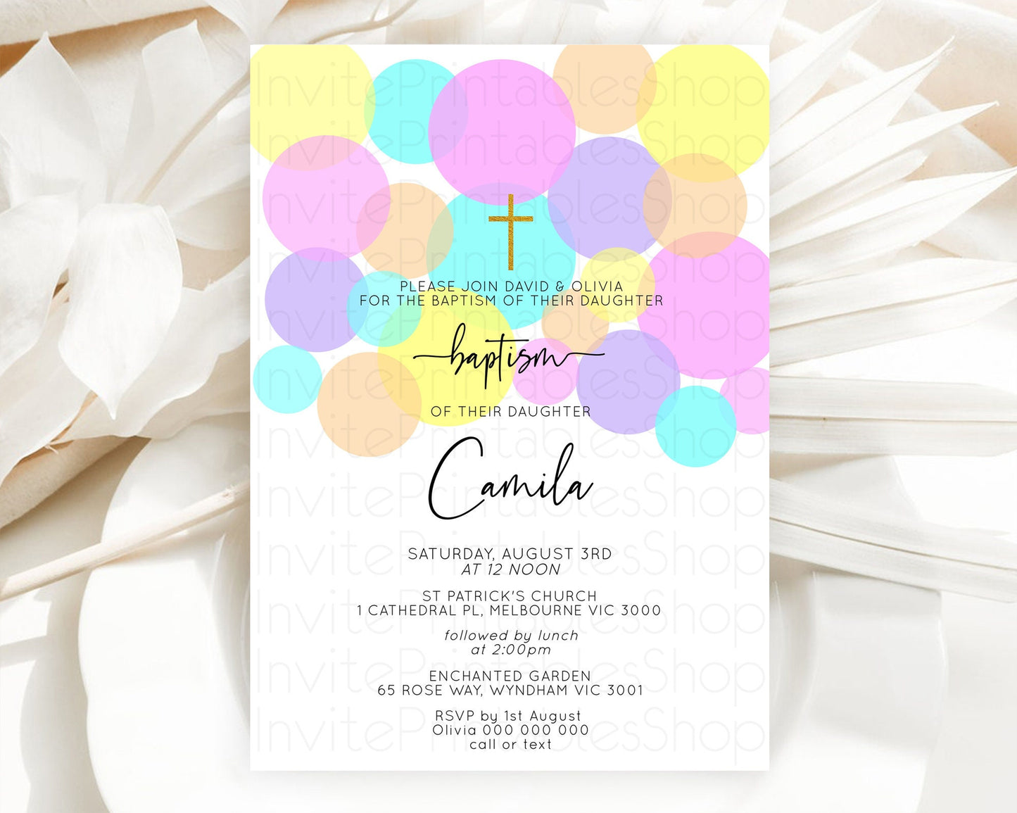 Pastel Baptism Invitation Pastel Confetti Baptism 1st Birthday Invitation Colorful Rainbow Confetti Bubbles Christening Invitation  D10407